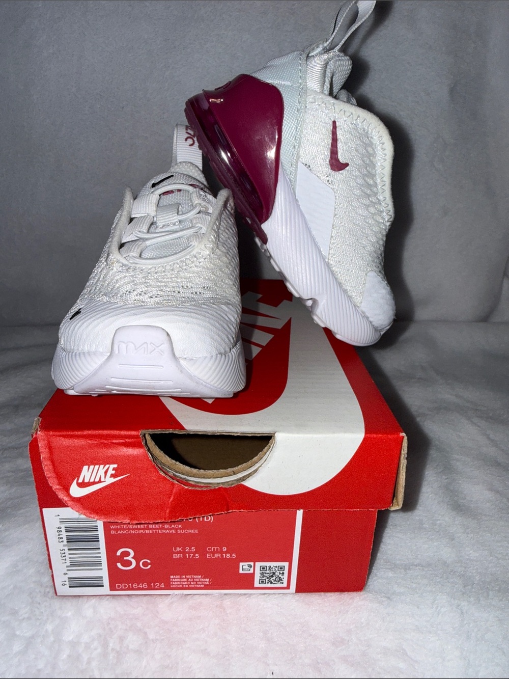 Nike White Sneakers with Pink Accents